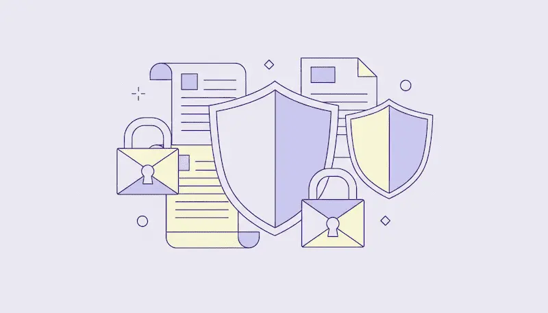 Pastellfarbene Illustration der EU-MiCA-Regulierung mit Symbolen für Sicherheit und Anlegerschutz