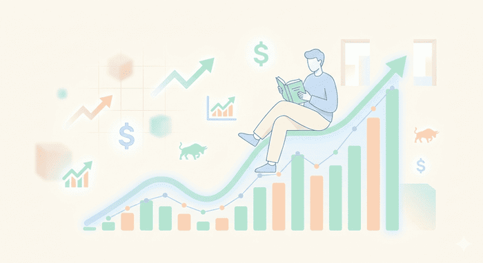 llustration einer entspannten Anlegerin, die dank der Levermann Strategie stressfrei und gewaltfrei an der Börse investiert.